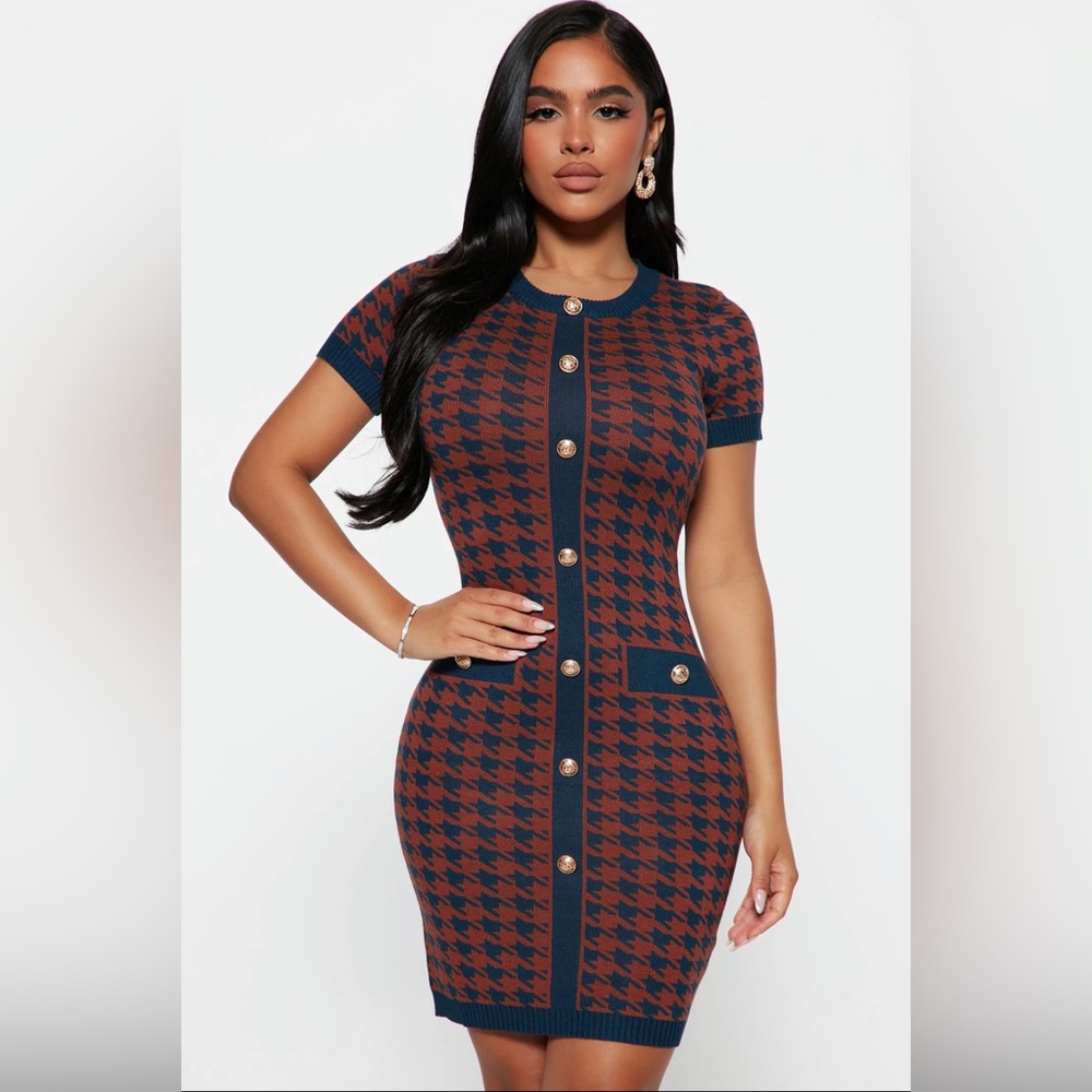 NYC Bound Sweater Mini Dress - Navy/Combo